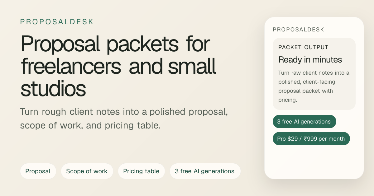 ProposalDesk | AI Proposal Generator for Freelancers